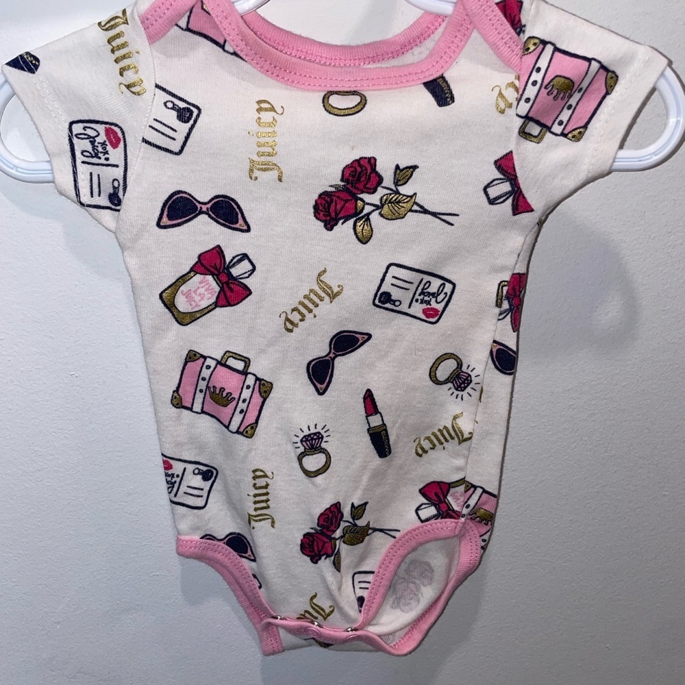 5/$15 Juicy Couture Baby Onesie with Pink Trim